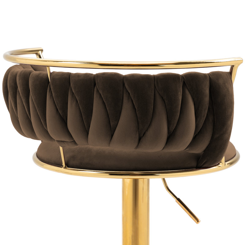 Ginko Modern Adjustable Bar Stools, Swivel Counter Stools with Upholstered Seat, Backrest, Footrest and Metal Frame for Kitchen and Home Bar 
