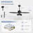 52 Inch Ceiling Fan With Light, Quiet Reversible Motor For Bedroom, Living Room, Apartment