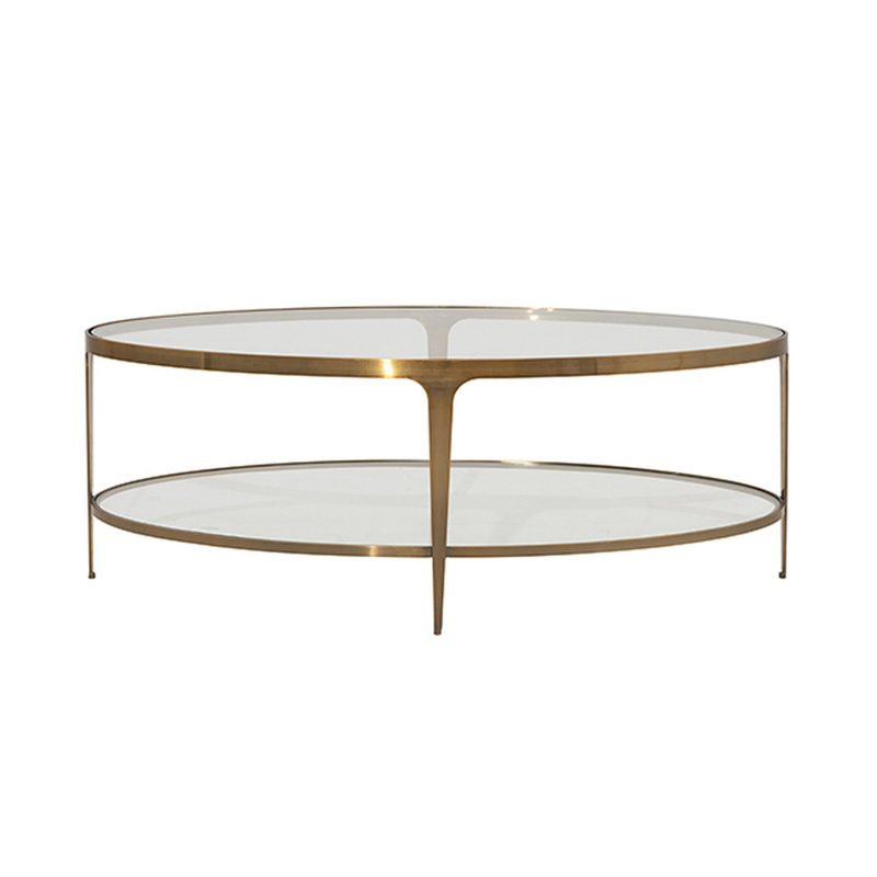 48" Gray Oval Glass Top Two-Tier Coffee Table