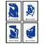 "Matisse d'inspiration bleue, personnages abstraits et décorations modernes", 4 pièces-101520411-101520413