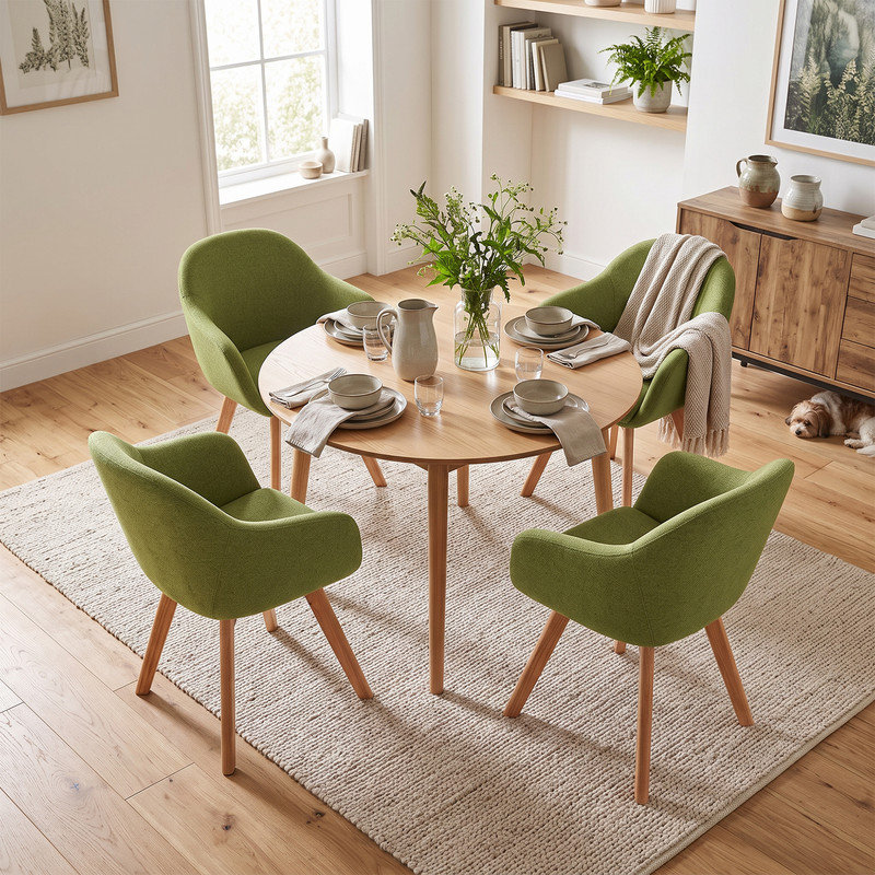 Upholstered Dining Chair, 49cm Seating Height , Moss Green, 4, Moss Green