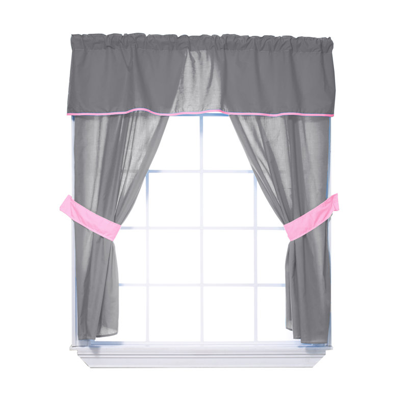 Semi Sheer Sliding Panel Pair, Gray/Pink