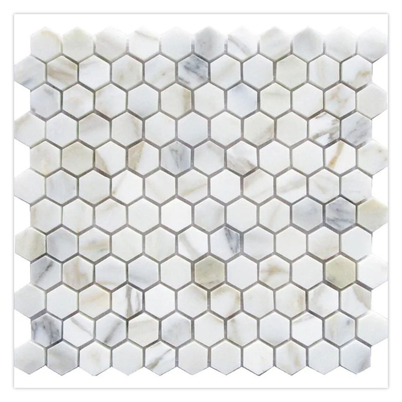 Serena 11 x 12 Calacatta Gold Polished Marble Mosaic Hexagon Tile (4.55 Sq Ft/Case) - 5 Pack
