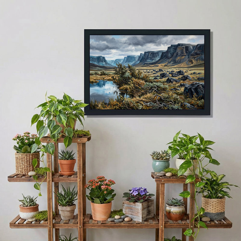 Art mural sur toile bleu, rivière réfléchissante et montagnes Rocheuses, 20"H x 30"W