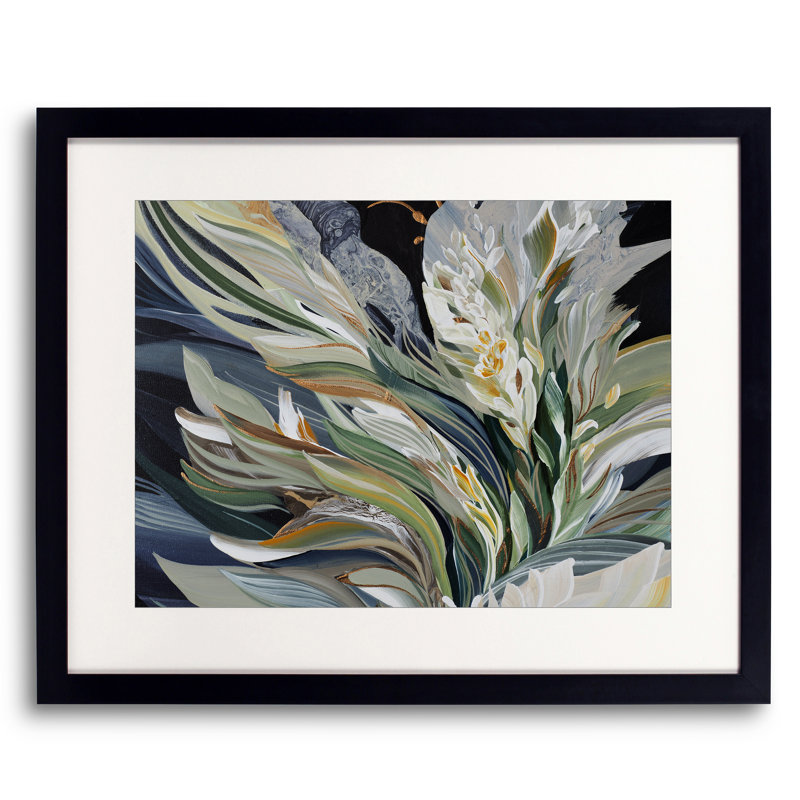 Magnolia Champaca par Novi Lim, Papier avec cadre simple noir, H 17,2 po x l 21,2 po x P 0,88 po, Blanc