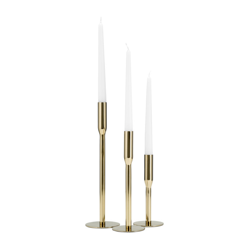 Metal, Taper Candle Holder, 14" H x 4" W x 4" D, Gold