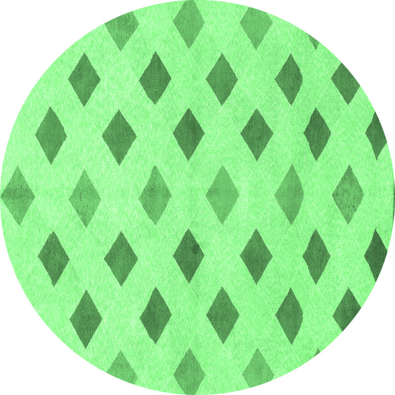 Tapis à motif abstrait vert émeraude 807, Rond 3 pi