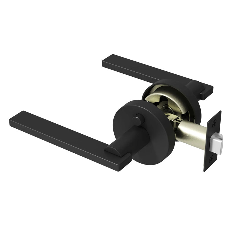 Valli Privacy Door Lever Modern Concealed Design For (Bed & Bath) – Sleek Minimalist Style in Matte Black, Matte Black