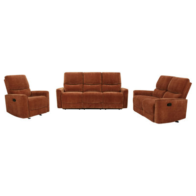 Trask Burnt Orange 3-piece Reclining Sofa Set
