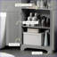Armoires, grand rangement de salle de bain étroit (l 23,5 po x P 11,75 po x H 71,75 po) avec 2 armoires, tablettes réglables et amp; Comptoir, gris ardoise | Panneau de fibres à densité moyenne | Contemporain-521432947