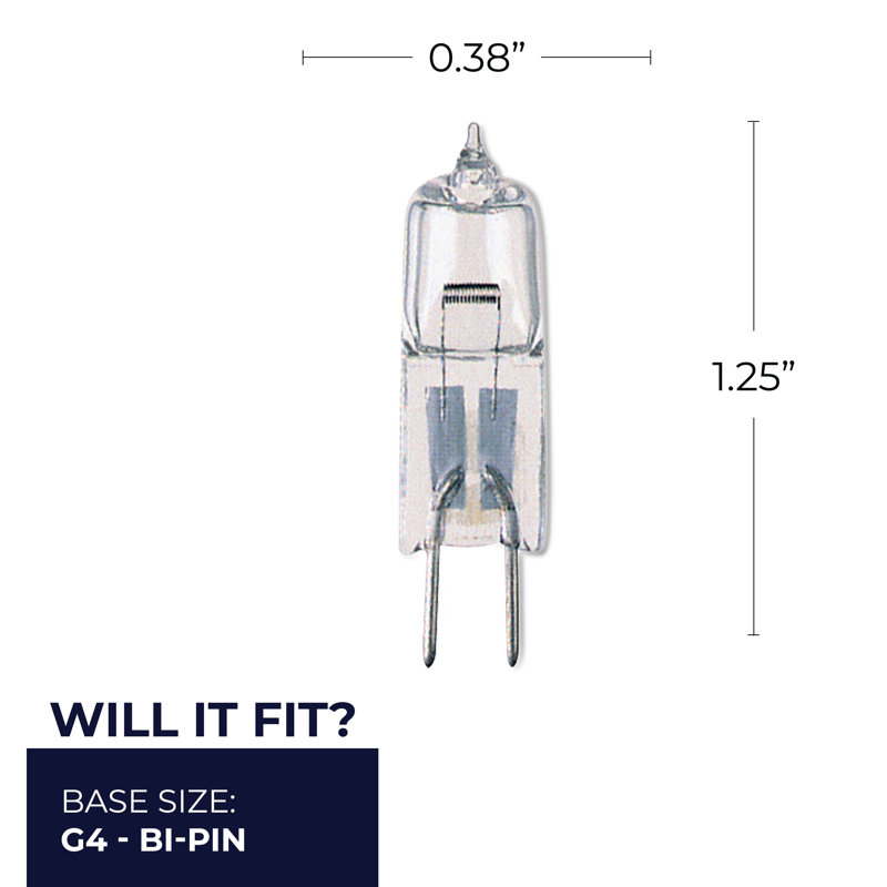Ampoule T3 halogène, à intensité variable, (G 2 900 K) / base à deux broches, 10W, 120 W, 12V