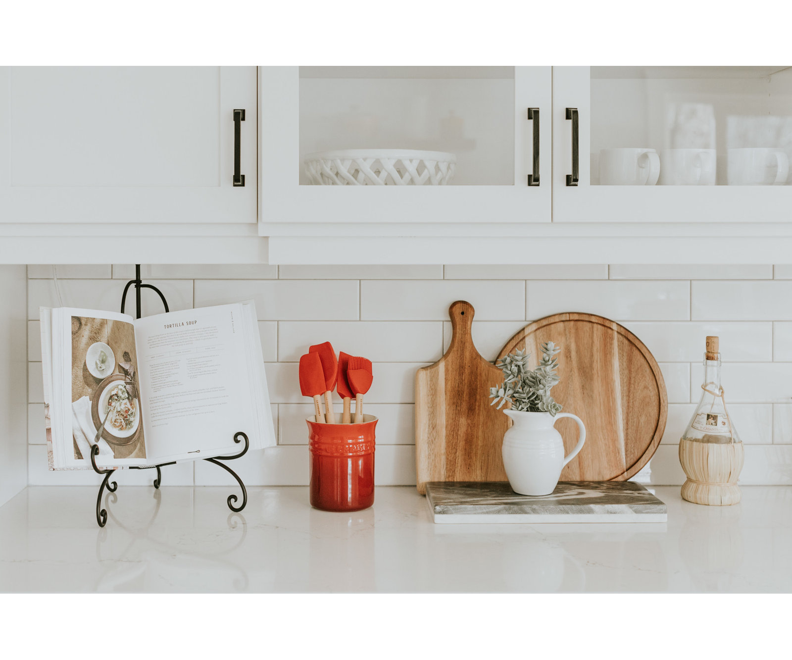Silicone 5-Piece Utensil Set with Crock, Cerise