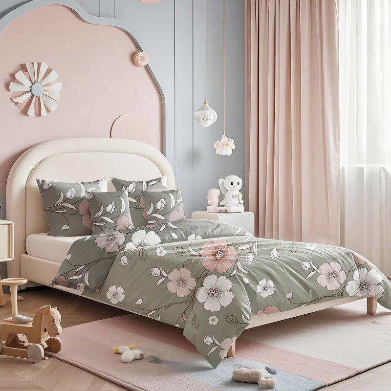 Ensemble de housse de couette pour grand lit 5 pièces en microfibre ultra-douce, comprenant 2 taies d'oreiller et 2 taies décoratives, literie lavable à la machine infroissable