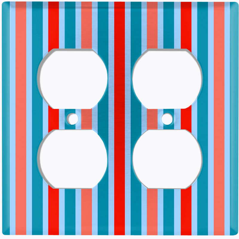 Plaque murale 2 prises papier peint, Bleu / rouge