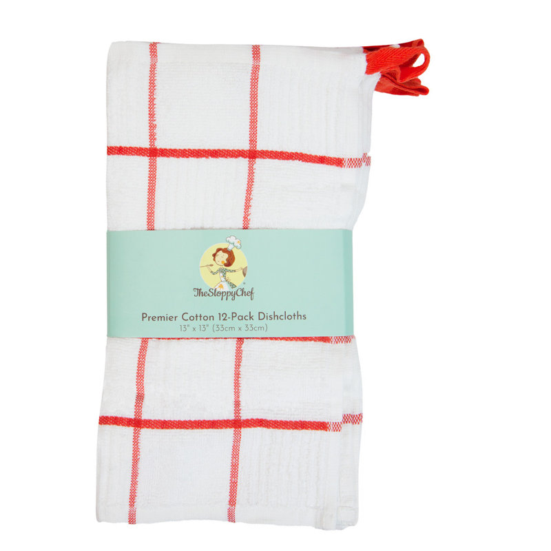 The Sloppy Chef Premier Dishcloths Jacquard Dish Cloth Kitchen Towel, Saffron/White