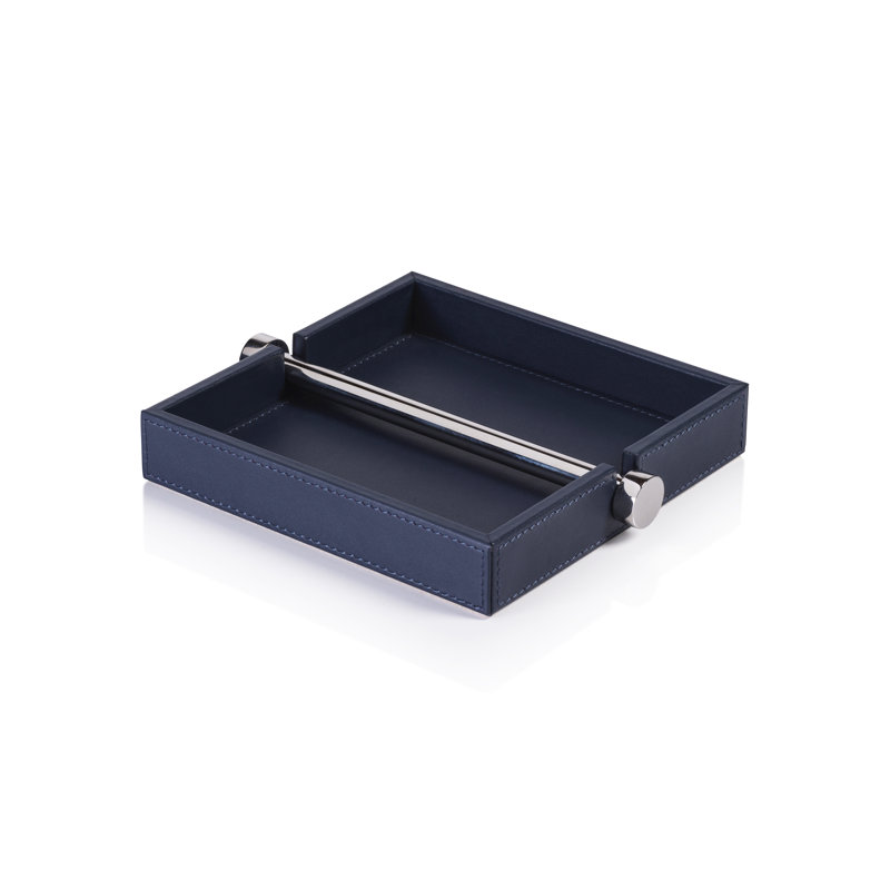Porte-serviettes Ruvo, H 1,5 po x l 5,6 po x P 5,6 po, Bleu foncé / argent