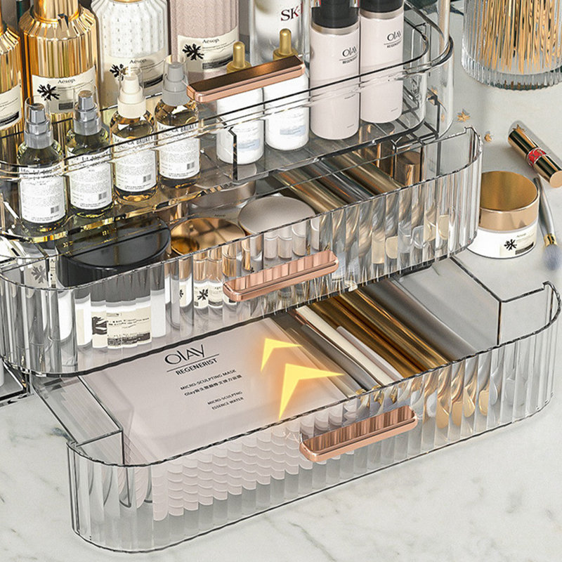 Navasota Plastic 2 Compartment Makeup Organiser, Transparent