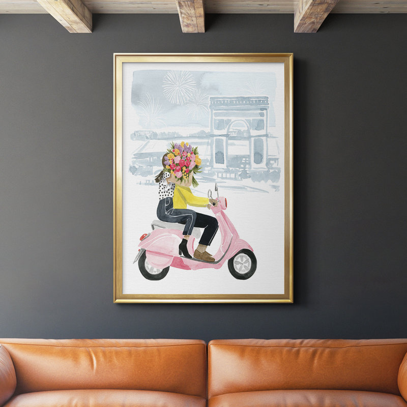 «Paris In Love I», toile encadrée de qualité supérieure - prête à être accrochée, Or, H 24,5 po x l 18,5 po x P 1 po