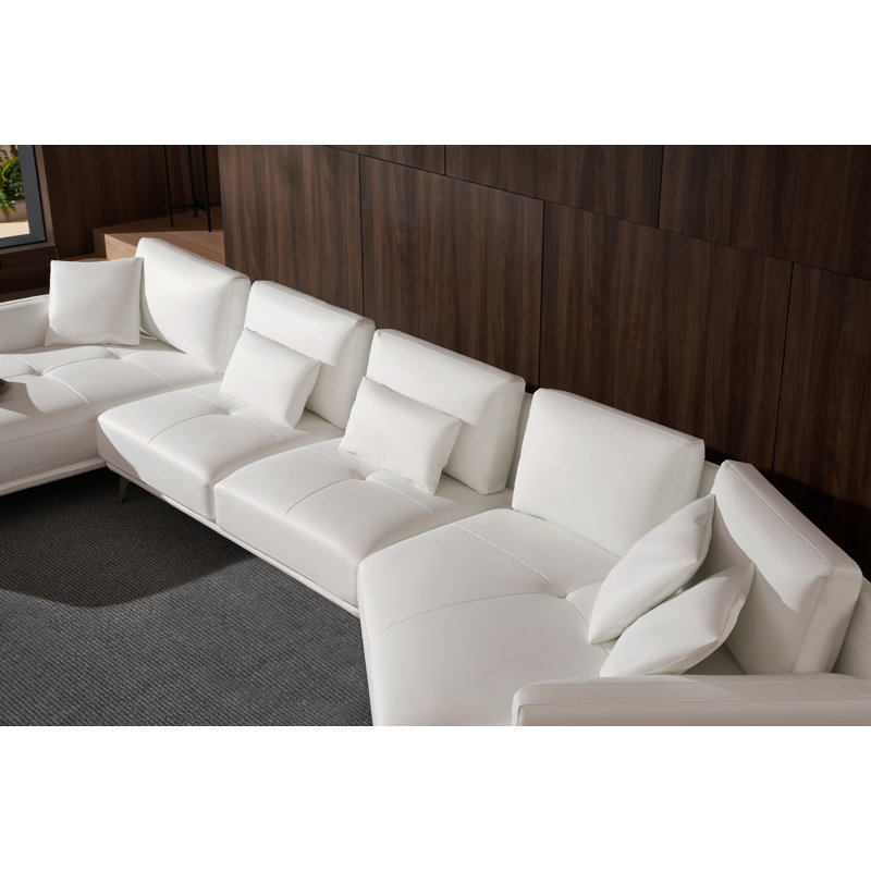 Santiago Collection 174'' Genuine Leather Right Hand Facing Modular Sofa & Chaise, Left Hand Facing