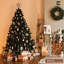 Arbre de Noël artificiel noir 4,5 pi avec 175 lumières DEL, 362 branches, feuilles plates, pré-articulé-886344494