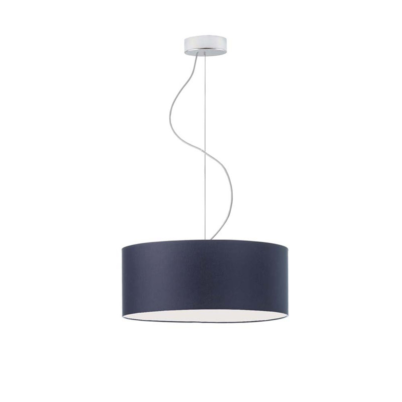 Aubryelle 3 - Light Drum Pendant, Chrome, Navy Blue, 120cm H x 40cm W x 40cm D