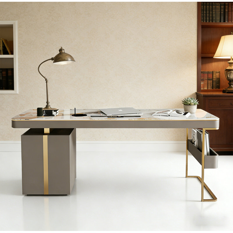 Bureau de table en pierre frittée Light Luxury, H 29,5 po x l 55,1 po x P 27,6 po