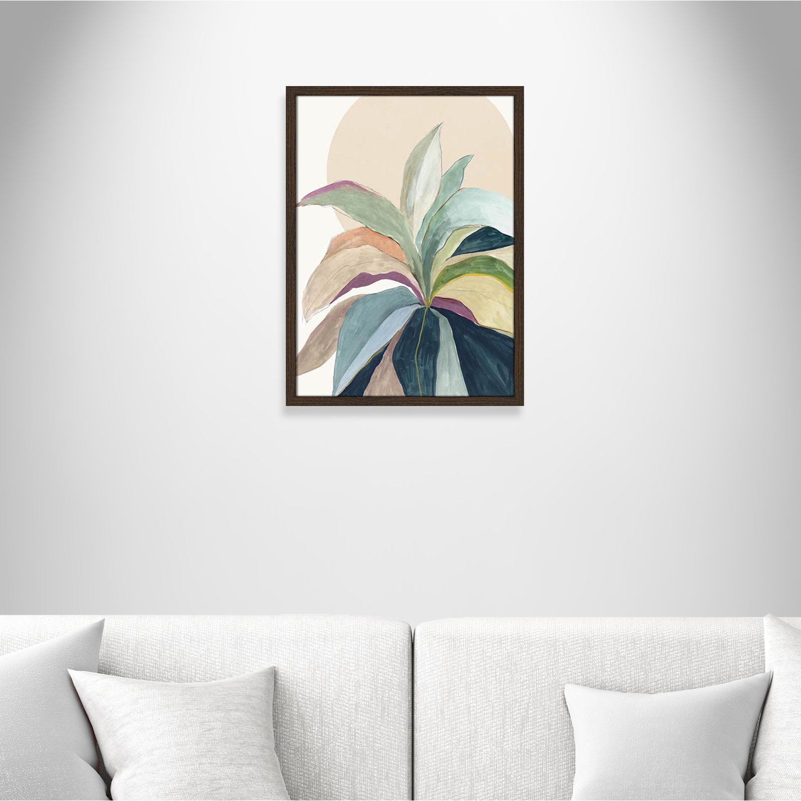 Sunny Bright Leaves II Print by Asia Jensen, 23" H x 17" W x 0.75" D, Walnut Slim Unmatted Picture Framed
