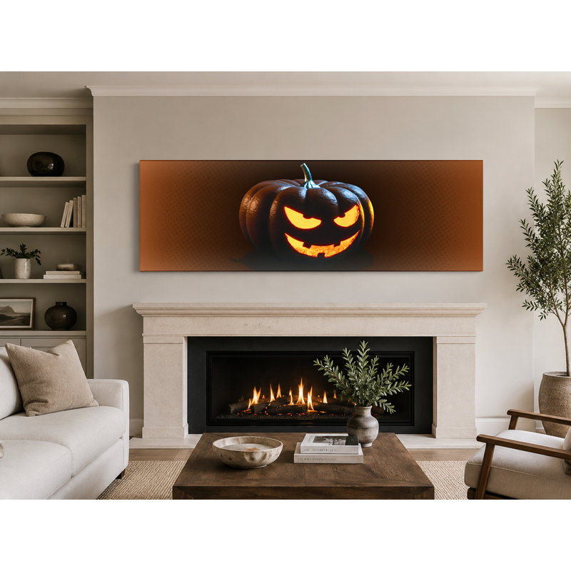 «Glowing Jack-o'-Lantern», art mural sur toile panoramique, L 30 po x H 10 po