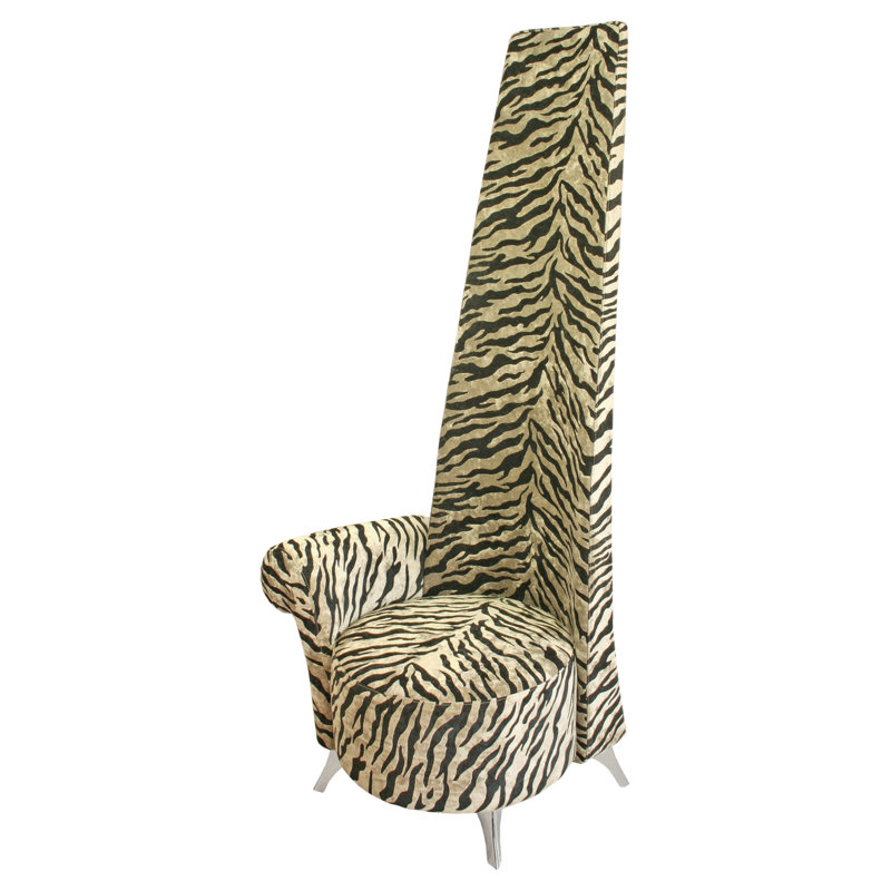 High Back Occasional Chair, Gold Tiger, Right Arm
