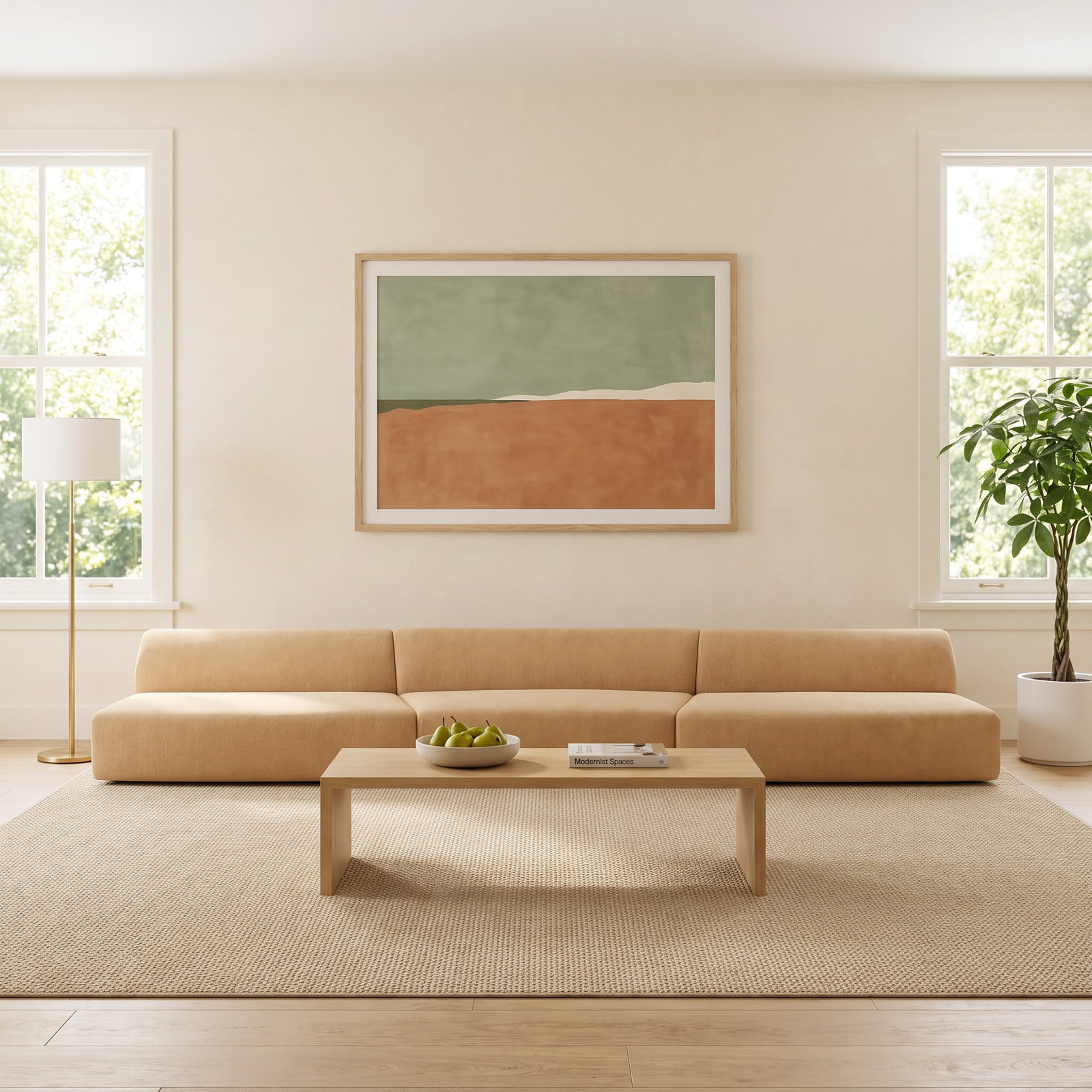 REMI Modular Upholstered Reversible Sectional, Yellow Polyester