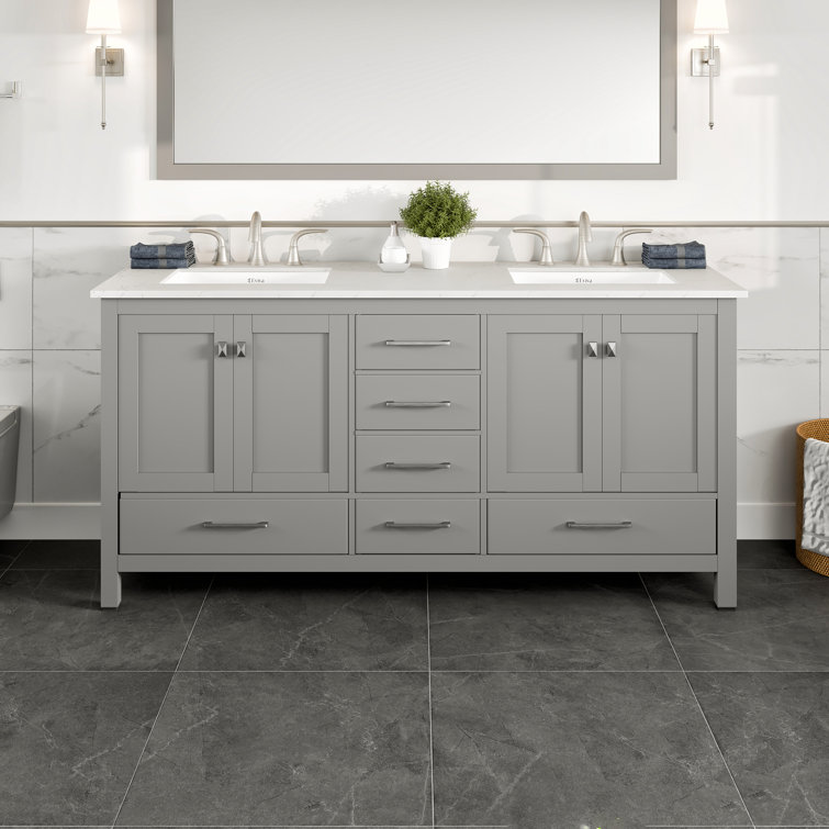 Minnich 72'' Double Bathroom Vanity with Carrara Quartz Top