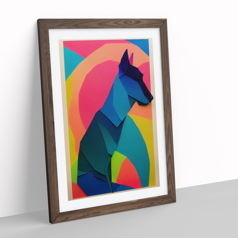 Paper Dog No.1 Abstract - Single Picture Frame Print, 34cm H x 25cm W x 2cm D, Walnut Framed