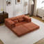 Lit de plancher convertible orange surdimensionné moderne, Mahjong à compression avec conception modulaire et molleton circulaire pour les pièces utilitaires, tissu de haute qualité