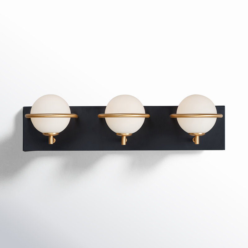 Bertram 3-Light Dimmable Steel Vanity Light with Frosted Globe Shades