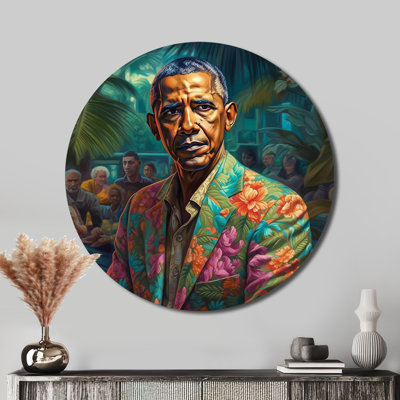 «Obama Miami Vibes I - People», art en métal rond
