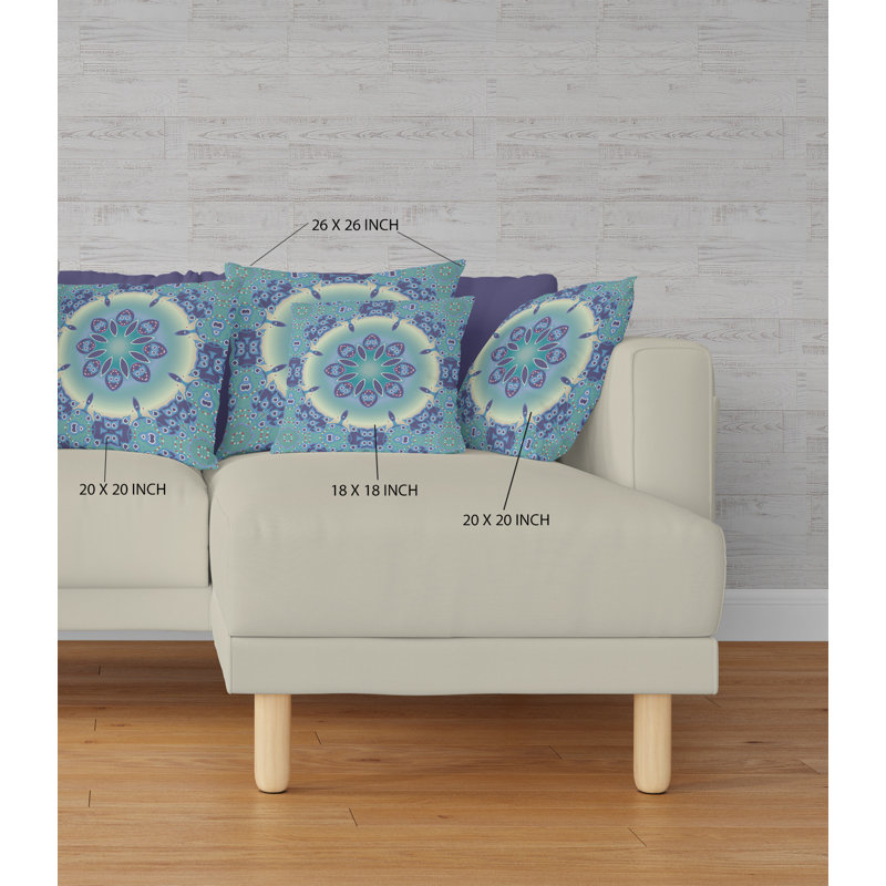  Housse de coussin carré et insert, H 20 po x l 20 po, Fermeture éclair, Vert/bleu
