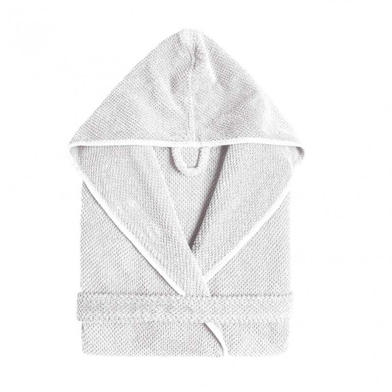 Bee 100% Cotton Waffle Bathrobe, L, White