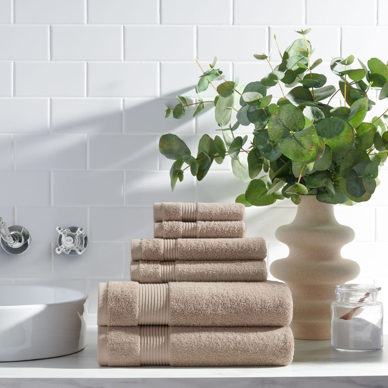 Brendle 6pc Bath Towel Set, Latte Beige