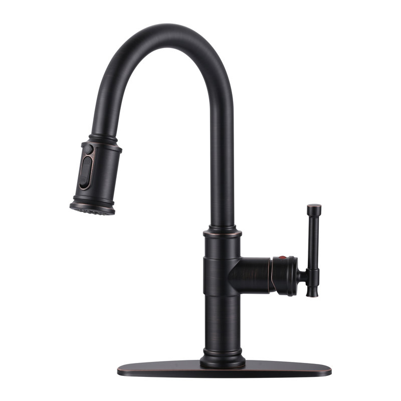 Robinet de cuisine à une poignée et douchette extractible avec 3 modes de pulvérisation en acier inoxydable sans taches