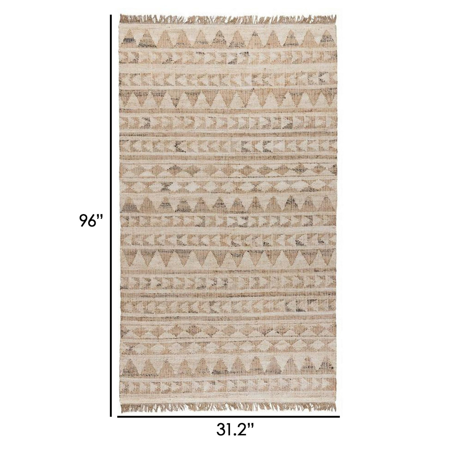 Camille Natural Hand-Woven Geometric Jute Rug, Runner 2'6" x 8'
