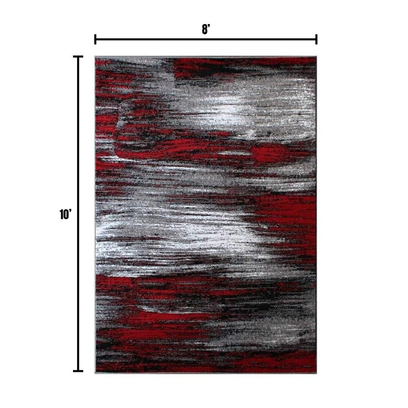 Tapis rouge / noir / gris Darrius, Rectangle 8 pi x 10 pi