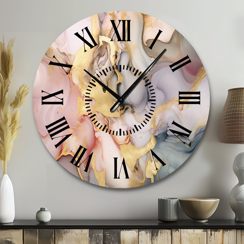 Horloge murale grise et rose Tender, Grand