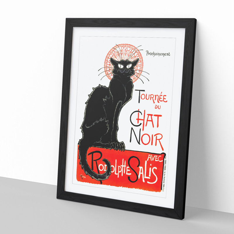 Tournee du Chat Noir Cat Vol.2 by Theophile Steinlen - Picture Frame Graphic Art, 48cm H x 36cm W x 2cm D, Black