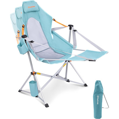 Chaise hamac avec repose-pieds - Chaises de camping à bascule pivotantes robustes pour adultes jusqu'à 400 lb, chaise berçante surdimensionnée portative et pliante avec porte-gobelet et coussin pour les sports de plein air sur la plage