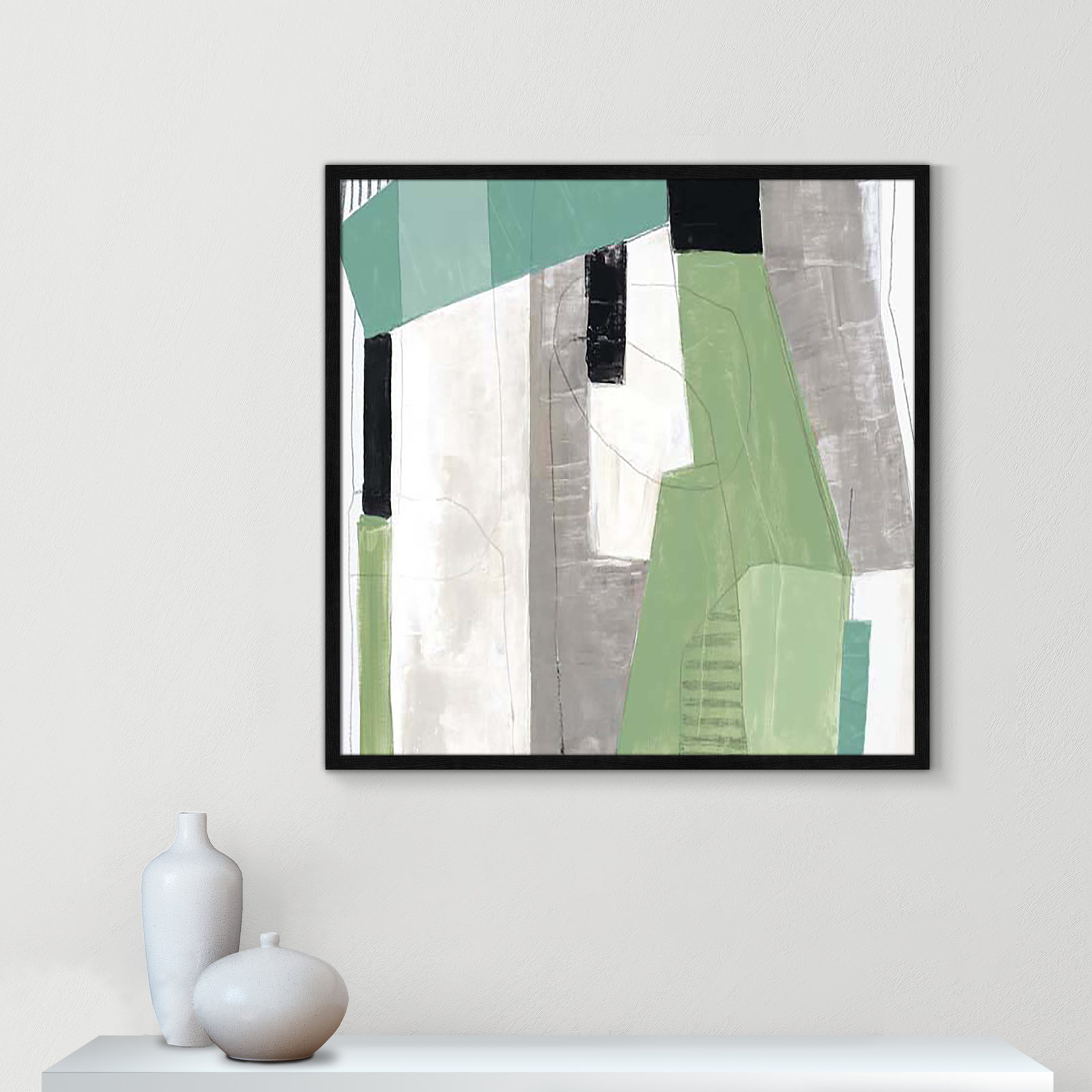 Evergreen Essence I by Tom Reeves, Black Slim Framed, 32" H x 32" W x 1.25" D