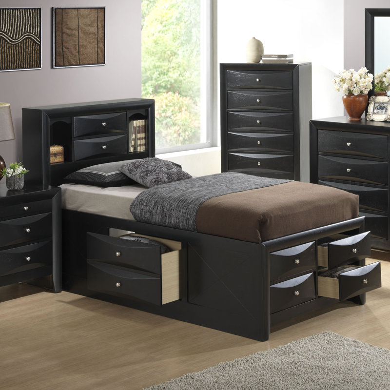 Champetre Bookcase Storage Bed, Twin, Black