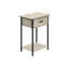 Table d'appoint contemporaine à 2 niveaux avec tiroir de rangement, pieds en métal et finition en stratifié de pierre pour le salon-1913884050