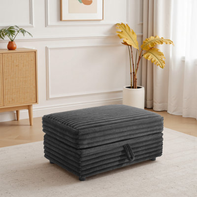 Ermia Modern Upholstered Faux Fur Square Storage Ottoman