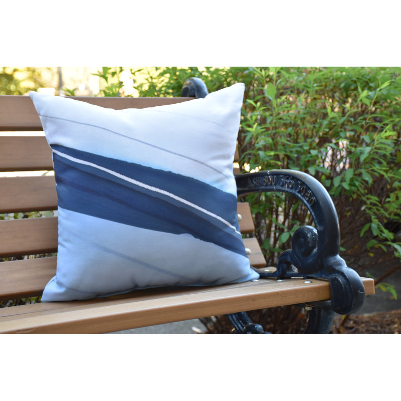 Nantucket Boat Bow Wood Outdoor Square Pillow Cover & Insert, 16" x 16", Blue