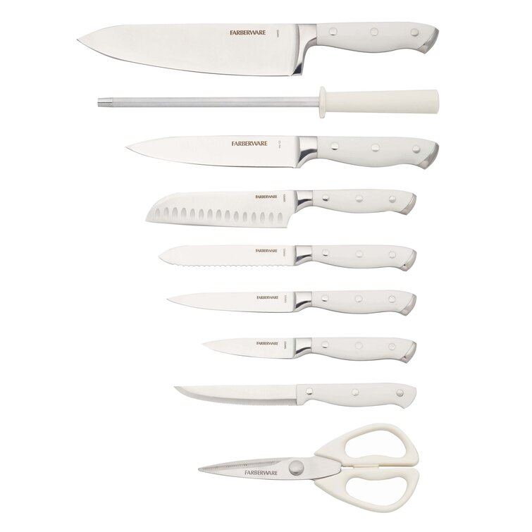 Farberware® 15-pc. Triple-Rivet White-Handle Knife Block Set